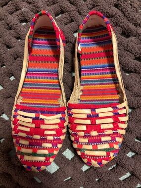 Woven Red Multi-Stripe Women’s Huarache Flats